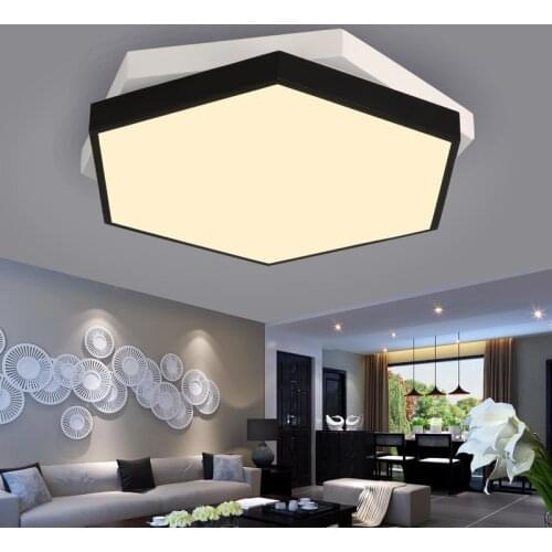 Creative Hexagon Overlapping Living Room LED Ceiling Lamp Restaurant Light Black And White Bedroom Cafe Lamp Free Shipping