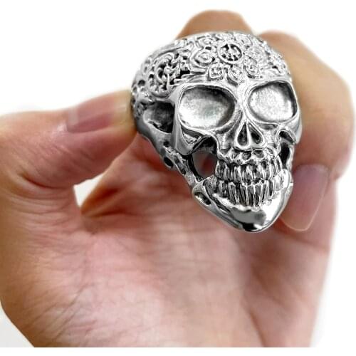 Skull Male Cockring Stainless Steel Metal Penis Sleeve Lock Ring Men Bdsm Bondage Delay Ejaculation Cock Ring Cage 18+ Sex Toys