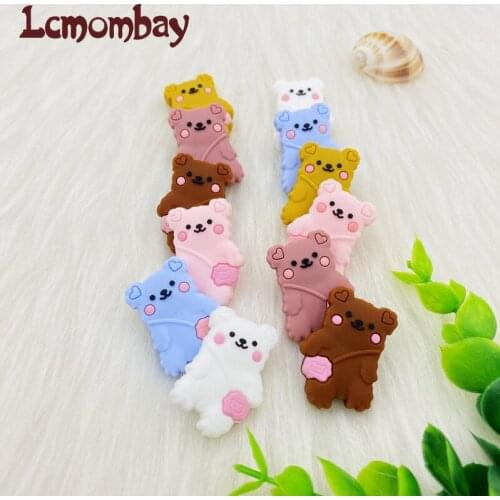 10pcs Mini Bear Silicone Beads Baby Dummy Cartoon Pacifier Chain Teether Toys Accessories BPA Free Pearl for Baby Oral Care