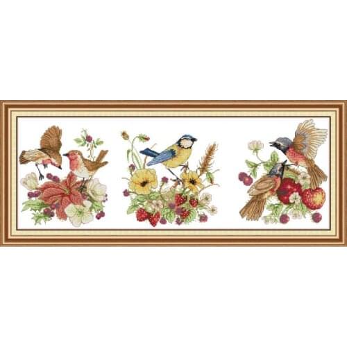 Bird of the Season Painting Count and Stamping Cross Stitch Kit 11CT 14CT Flower and Bird Pattern DIY Needlework Embroidery Set