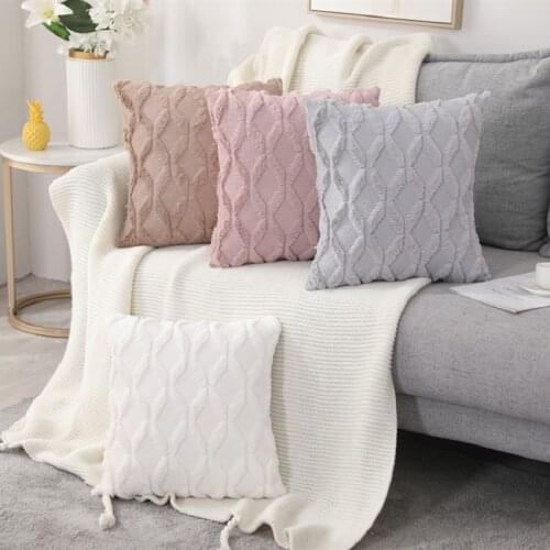 1/2 /4 Pieces Decorative Square Throw Pillow Covers Cheap Soft Luxury Faux Fur 45x45 Pillow Case Cover for Sofa Living Room