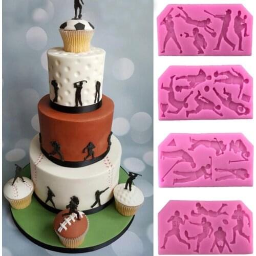 New Sports Cake Mould Fondant Silicone Mold Golf Baseball Basket Ball Molds Football Birthday Cake Decoration Chocolate Moulds