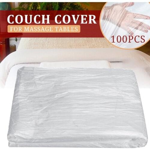 100PCS Disposable Plastic Couch Cover Bedspread SPA Massage Treatment Table Sheets Transparent Beauty Bed Waterproof Film