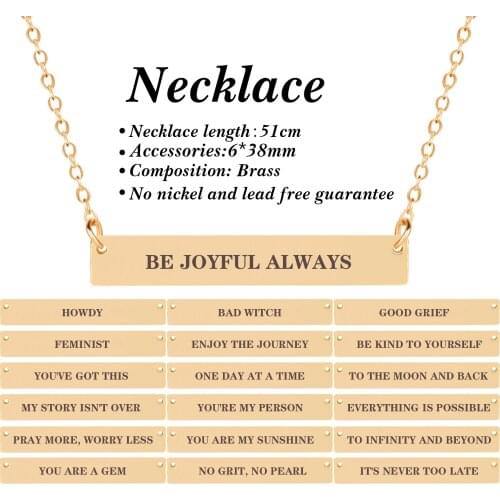 EVERYTHING IS POSSIBLE Inspirational Quote Engraved Necklace Horizontal Bar Clavicle Necklace Women Fashion Jewelry Lovers Gift