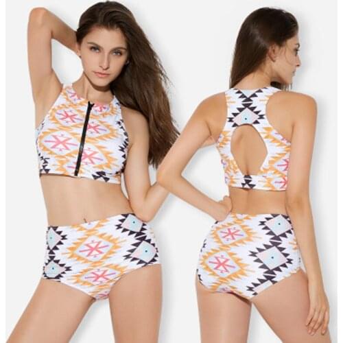 Sexy Bikinis Geometric puzzle Push Up Bikini 2019 Hot Sale Padded elasticity Straps High Waist Swimsuit Swimwear Women Print XL