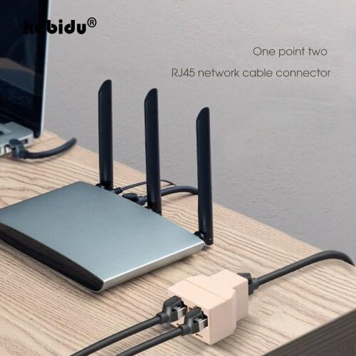 Kebidu 1 To 2 Ways LAN Ethernet Cord Network Cable RJ45 Female Splitter Connector Adapter