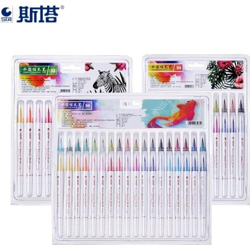 STA 3700 Water Solubility Brush 24/36 Colors Aquarelle Pen Sketch Art Marker