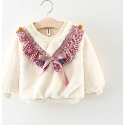 Sweater newborn baby girls clothes bow lace girls jacket fake fur baby coat Ruffle modis princess toddler kid girls outfits