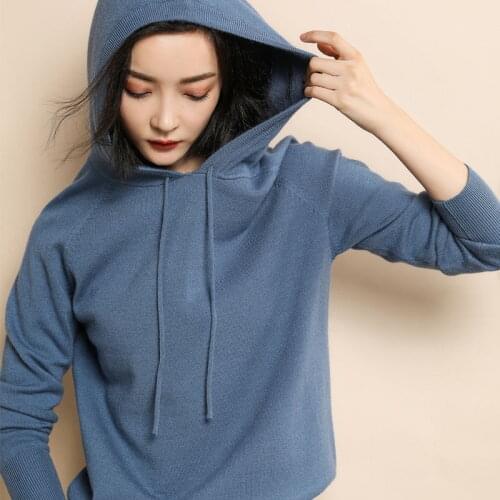 Autumn and Winter New Casual Sweater Womens Short Loose Hooded Knit Sweater Hoodie Pullover Bottoming Wool Sweater