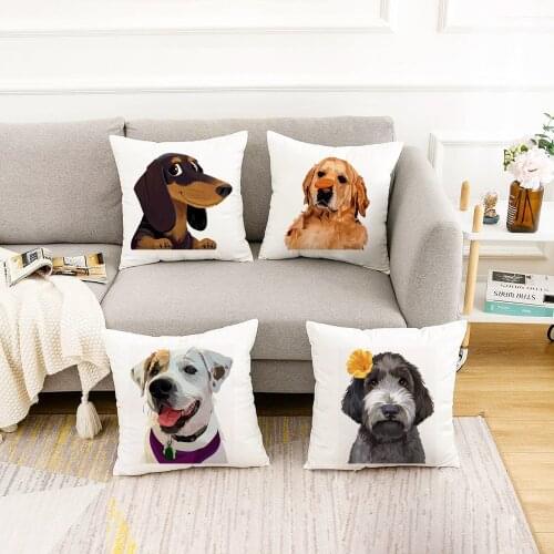 Dachshund Dog Cushion Covers Sausage Cute Cartoon Pet Bull Dog Decorative Pillow Covers Bedroom Sofa Home Decoration 45X45cm