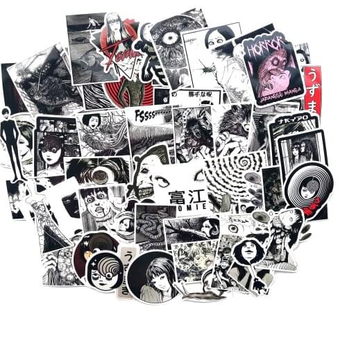 TD ZW 50pcs/Lot Japanese Horror Anime Kawakami Tomie Stickekrs for Car Laptop Skateboard Luggage Pad Waterproof Decal Stickers