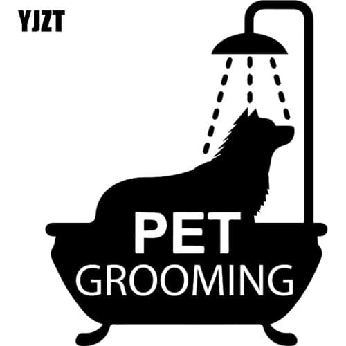 YJZT 12.4CM*15CM PET GROOMING DOG Vinyl Car Sticker Decals Black/Silver C10-00336
