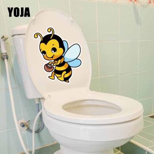 YOJA 20.4X22.2CM Cartoon Kids Room Decoration Mural Wall Sticker Toilet Decal Funny Bee T5-0972