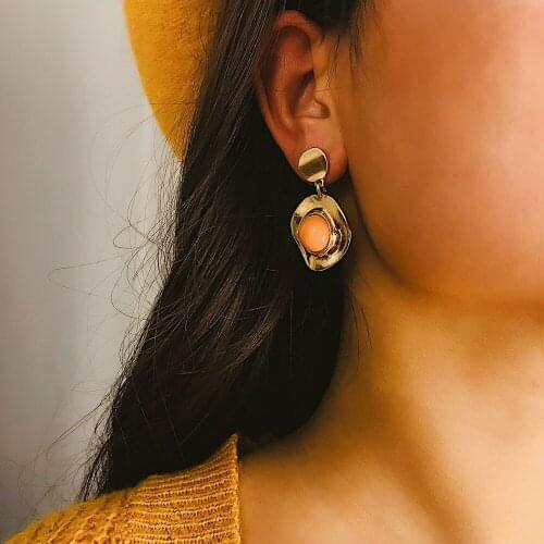 Rhombus Irregular Big Pearl Stud Earrings for Women Ear Jewelry Gift Errings Personality Women Earrings Decoration