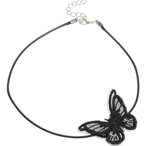 Gothic Punk Style Lace Applique Butterfly Collarbone Chain Choker Necklace Women Fashion Sexy Necklace Jewelry Accessories Gifts
