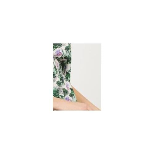 Deep V Midi Dress Womens Plant Printing Half Sleeve Single Breasted Elastic Waist Female Robes 2021 Spring New