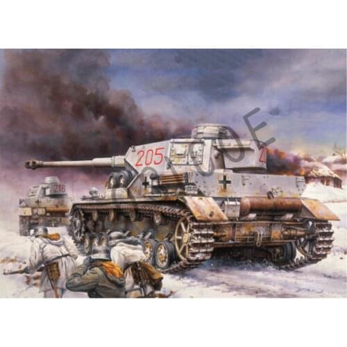WW2 GER Tank TIV Winter Camo Poster Print Weapon War Military Painting Vintage Kraft Paper Wall Sticker Wall Art Home Decoration