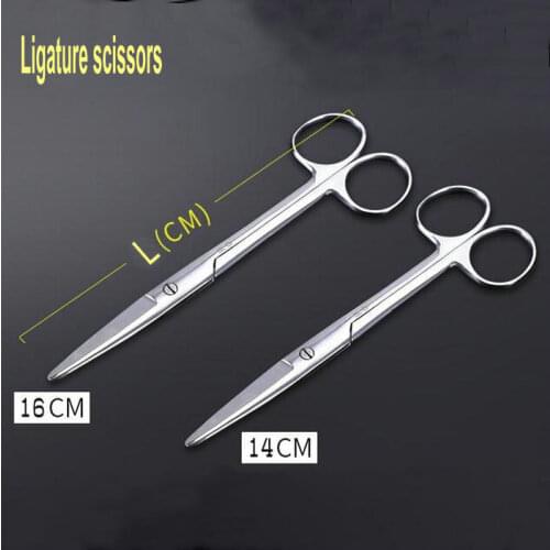 1pcs 14cm 16cm ligature scissors Surgical scissors, stainless steel operating disassembly scissors for school or hospital lab
