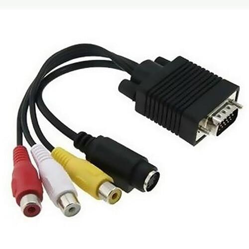 100pcs 19cm VGA to S-Video 3 RCA Composite AV TV Video Out Adapter Converter Cable for PC