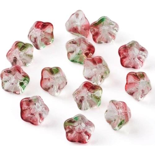 100Pcs Electroplate Glass Beads Trumpet Flower Beads Spacer for DIY Bracelet Necklace Jewelry Making Accessories 8.5x8x5.5mm