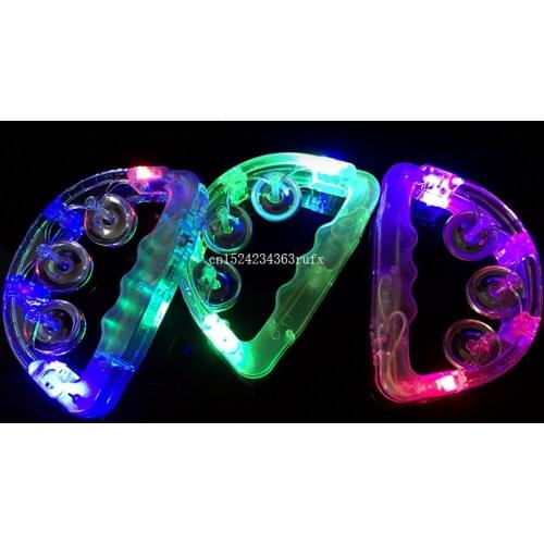 100pcs Flash light hand bells tambourine luminous toy tambourine LED lamp Party luminous bell drum wedding party favors