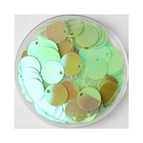 2000pcs 10mm Round Sequins PVC Flat Paillette Side Hole Sewing,Wedding Craft,Women Kids DIY Garment Accessory Light Green AB