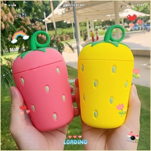 300ml Stylish Glass Water Bottle Student Funny Strawberry Shape Water Bottle Lovely Fruit Bottle Gift for Children Cups Kids Cup