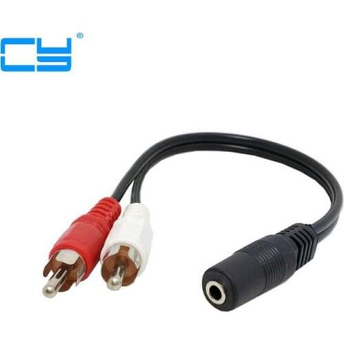 5pcs / lot Universal 3.5mm Stereo Female Mini Jack to 2 RCA Male Audio Adapter Cable for HDTV VCD Amplifier