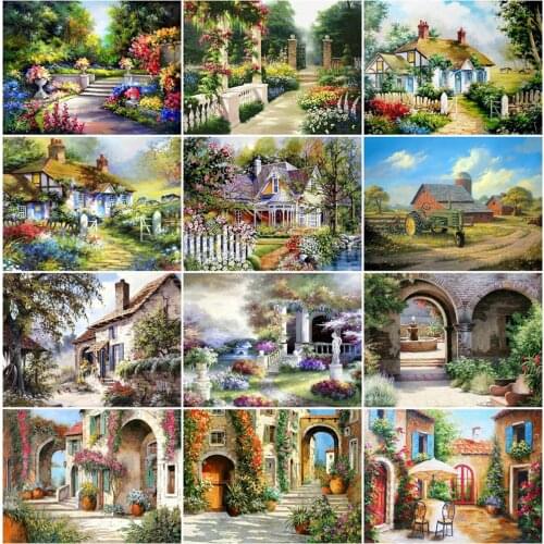EverShine Diamond Painting Landscape Cross Stitch Diamond Embroidery Garden Lodge Full Square Rhinestone Mosaic Handmade Art