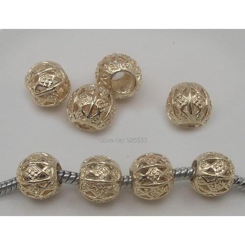 Free shipping 50pcs 11mm gold color alloy beads fit European bracelet jewelry DIY snake bracelet-318