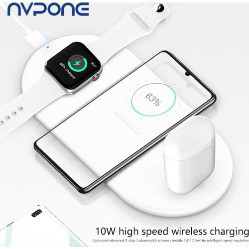 3 in 1 Qi Wireless Charger Pad for iPhone12 11 11pro Airpods iWatch 5 4 3 2 1 Fast Charging Dock Station for Samsung S8 S9 10W