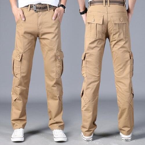 2021 Spring Mens Cargo Pants Khaki Military Men Trousers Casual Cotton Tactical Pants Men Big Size Army Pantalon Militaire Homme