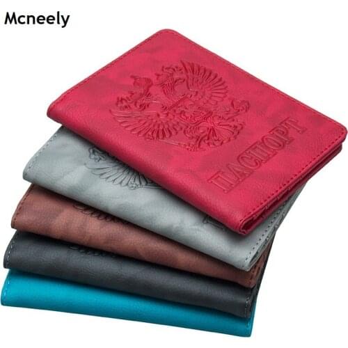 MCNEELY RFID Travel Russian Passport Cover Business Multifunction Credit Card Purse Organizer Case with Air Ticket Holder
