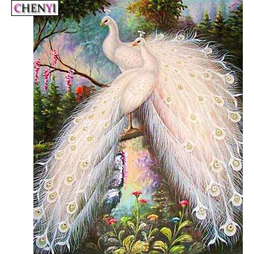 CHENYI Full Square Drill 5D DIY Diamond Painting Peacock Animal Pictures Gift For Women Diamond Embroidery Mosaic Art Decoration