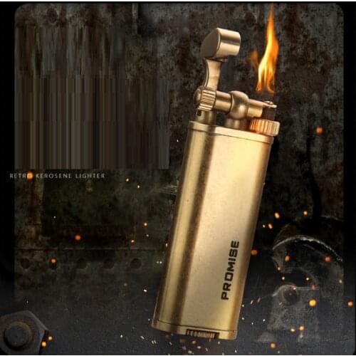 Honest retro creative grinding wheel old antique nostalgic mens kerosene lighter pure copper classic new style