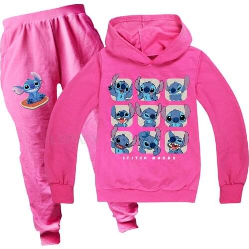 Children Clothing Sets Cute Stitch Hoodie Baby Boys Girl Sweatshirt Kids Clothes Tracksuit Harajuku Streetwear