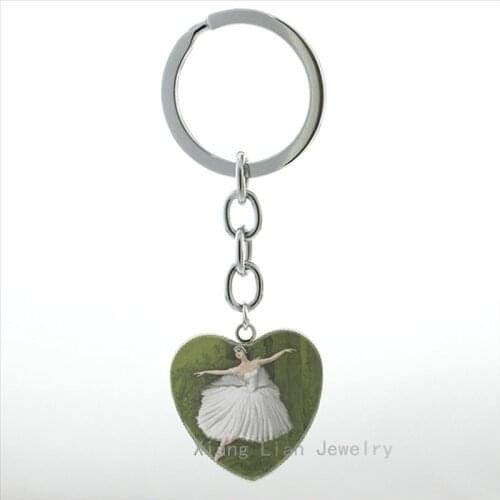 Elegant Ballerina Dancing Girl keychain vintage ballet dance dancer toe shoes heart pendant key chain ring women Mermaid HP349