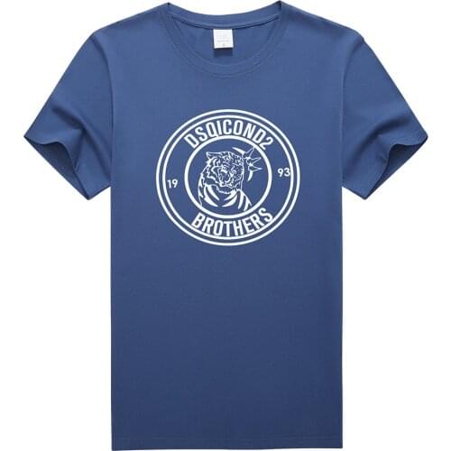 Dsq summer style 100% cotton Tiger head Mens and Womens black T-shirt casual O-Neck T-shirt short sleeve tees T-shirt for men