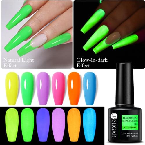 UR SUGAR Luminous Nail Gel Glow In Dark Fluorescent Neon UV LED Semi Permanent Soak Off Gel Varnish Lighting In Night Nail Art