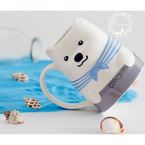 Japanese Navy White Polar Bear Water Cup Creative 3D Ceramic Coffee Mug Fstival Gift Free Shipping