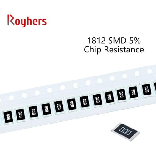 100Pcs 1812 SMD Resistor Kit 1% Tolerance 30.1K-22M 3.6M 3.9M 4.3M 4.7M 5.1M 5.6M 10 Ohm Electronic Components DIY Assorted Set
