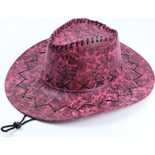 Cowboy hat imitation leather crackle hip-hop western cowboy hat male rider hat кепка мужская fedora hat Panama rope accessories