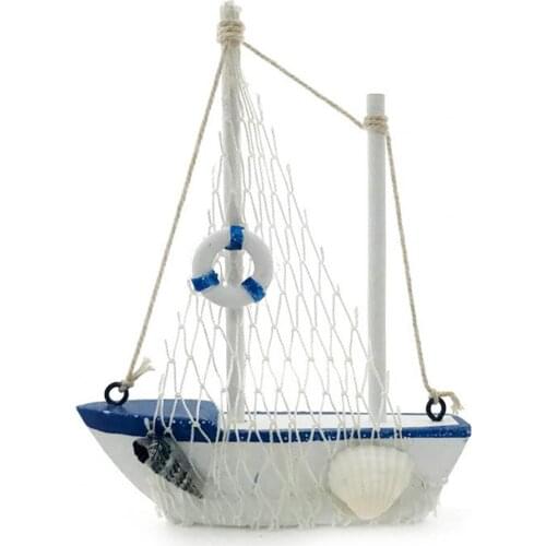Creative Sailboat Mode Home Decor Sailing Boat Model Chic Exquisite Wood Mini Sailboat Figurines Miniatures Desktop Ornament
