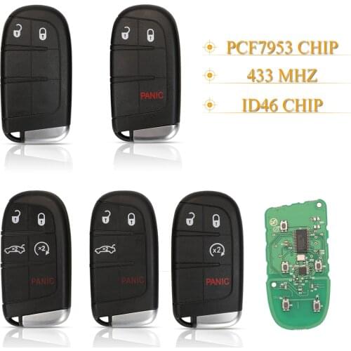 Kutery 2/3/4/5 Buttons Smart Remote Car Key Fob 433Mhz ID46 PCF7953 Chip For Dodge Journey Challenger Durango 300