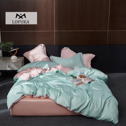 Lofuka 100% Silk Bedding Set Top Grade Beauty Duvet Cover Flat Sheet Pillowcase Single Double Queen King Bed Set Deep Sleep