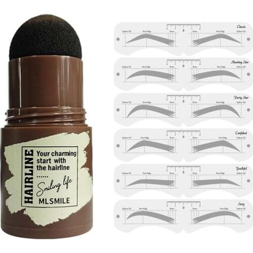 One Step Eyebrow Stamp Shaping Kit Professional Eye Brow Gel Stamp Makeup Kit with 12 Reusable Eyebrow Stencils Eyebrow Brushe