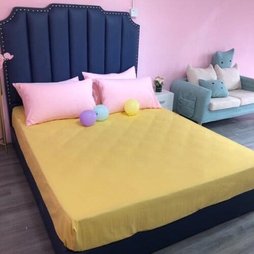 Fitted Sheet Mattress Cover with All-around Elastic Rubber Band Bed Sheet Bed Linens Solid Color