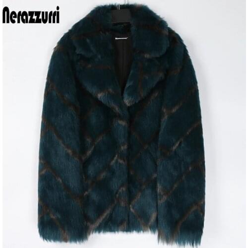 Nerazzurri Winter short faux fur coat women lapel long sleeve Womens faux fur coats and jackets Thick warm fluffy jacket 6xl 7xl