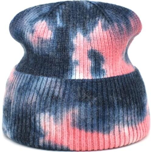 FUODRAO New Tie Dye Knitted Hat High Quality Wool Beanies Skullies Women Cap Winter Warm Knitted Skullcap Men Z20