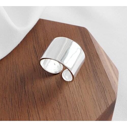 14MM Authentic S925 Sterling Silver FINE Jewelry High Polished Rounded Band Long Ring Wider adjust C-J339